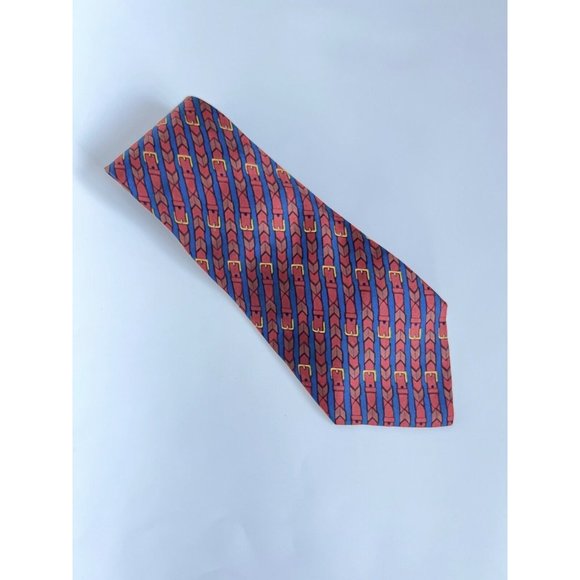 Auth Hermes Silk Classic Tie Blue and Red - Picture 4 of 4